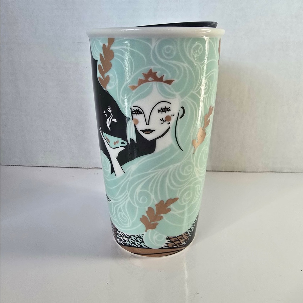 Starbucks 2018 Ltd Edition Holiday Mermaid Siren 12oz Ceramic Travel Tumbler EUC